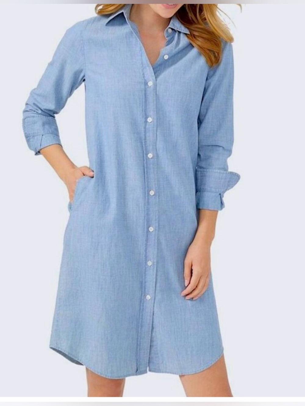 J. McLaughlin Blue Chambray
Button-Down Sanders Shirt Dress
Size medium